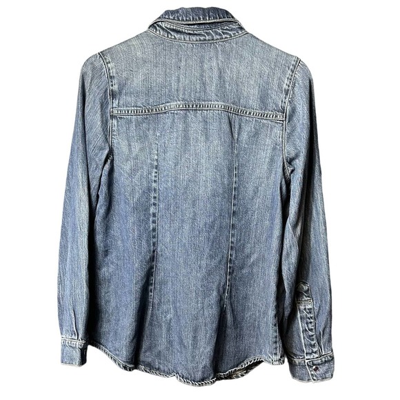 KUT From The Kloth Women's Button-Down Blue Denim Long Sleeve Shirt Size Medium - Picture 2 of 10